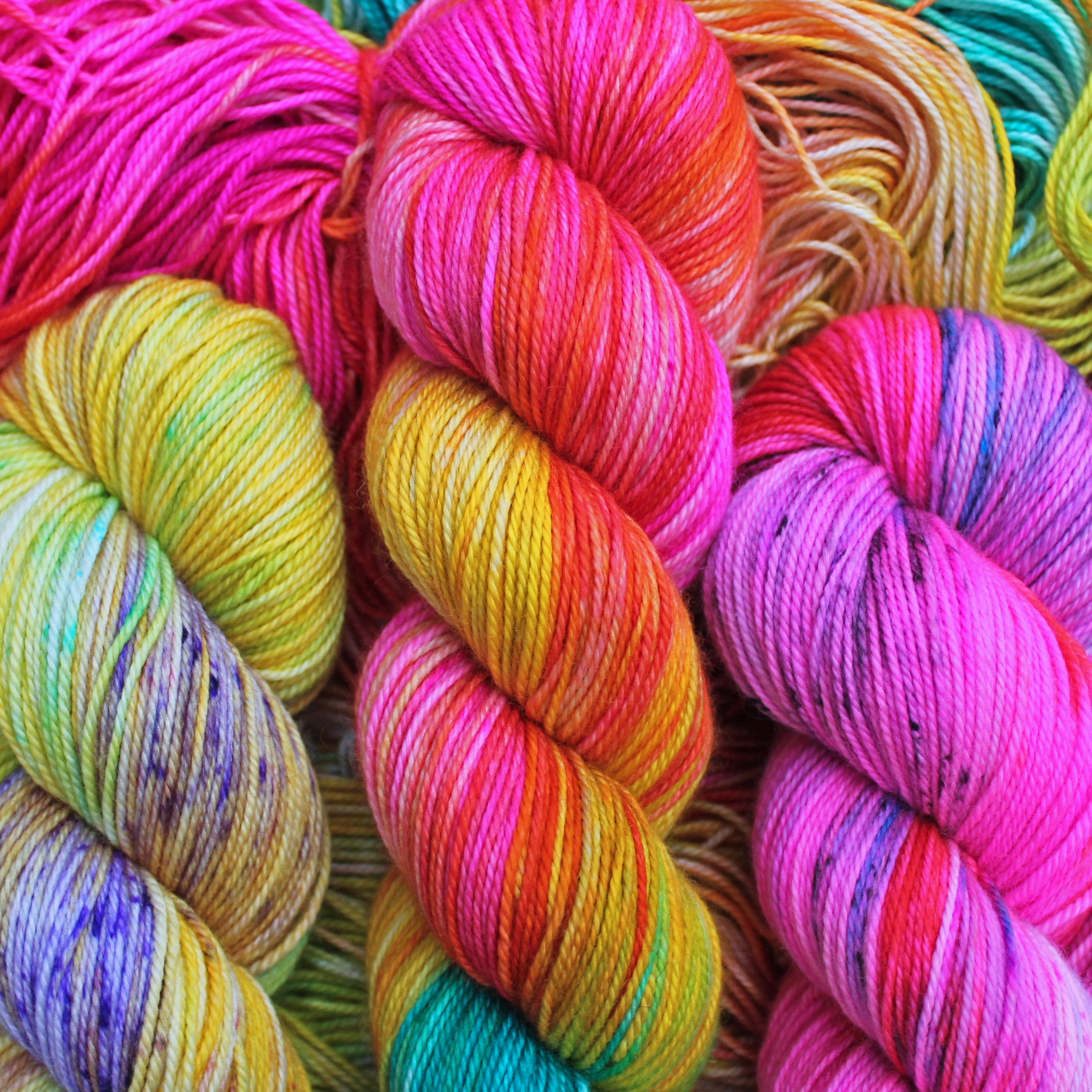 Whimsically hand dyed yarn