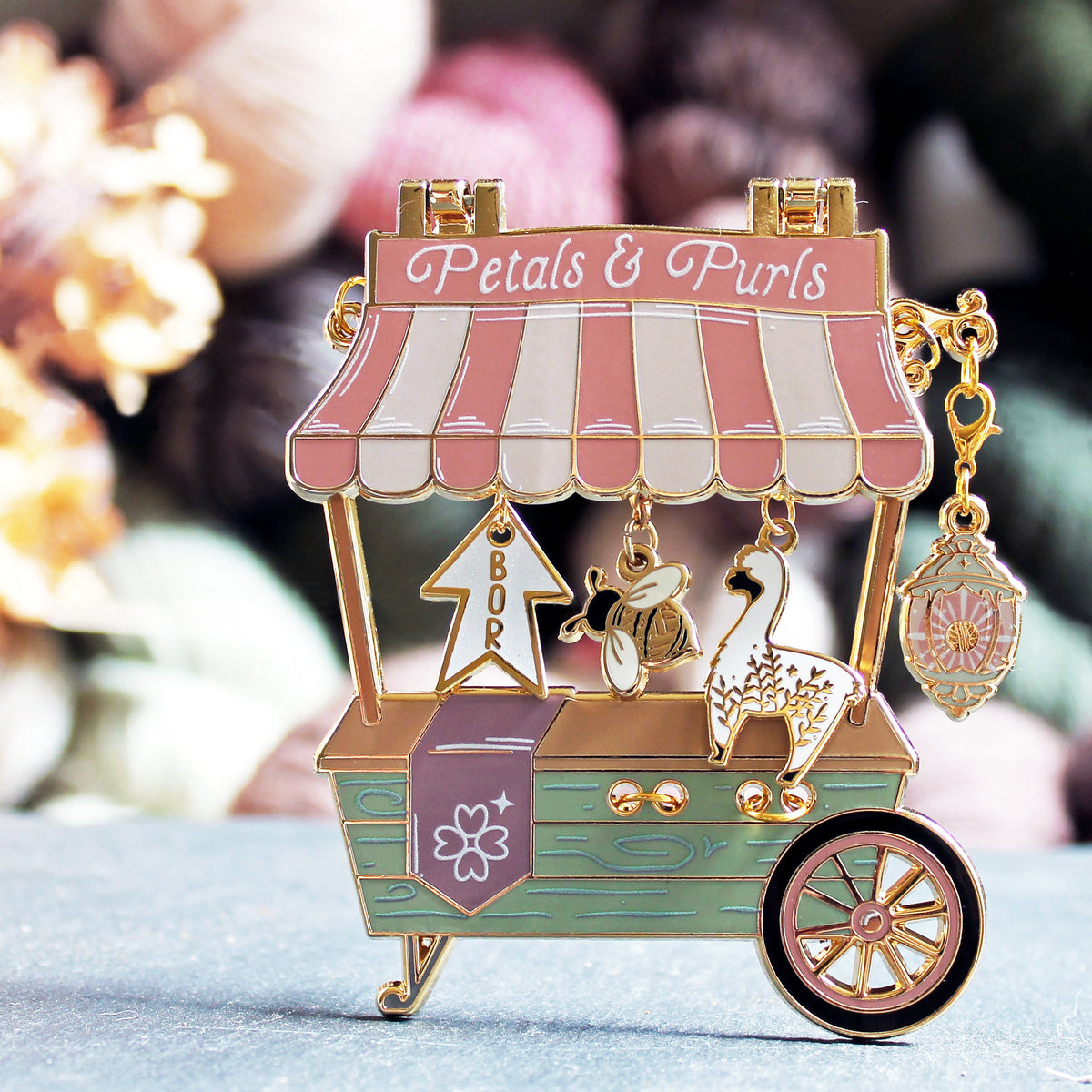 Market Cart Pin - Petals & Purls