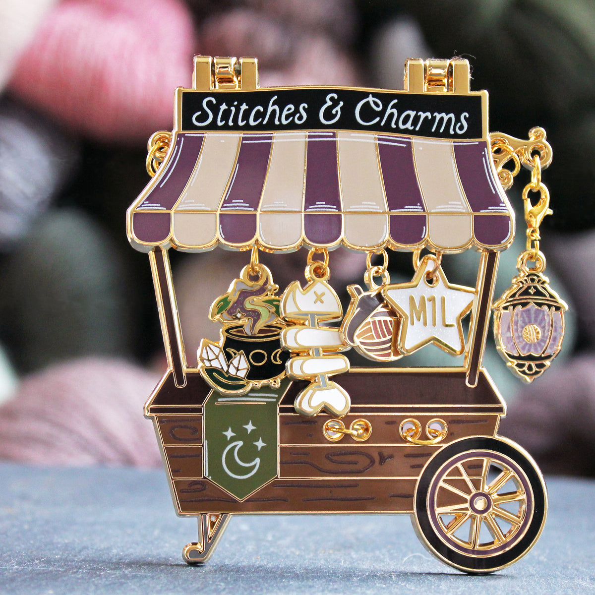 Market Cart Pin - Stitches & Charms