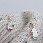 Progress Keeper Set of two 'Warm & Fuzzy' Mittens in light purple and mint. These hard enamel charms make cute and functional knitting accessories that can also be used as stitch markers