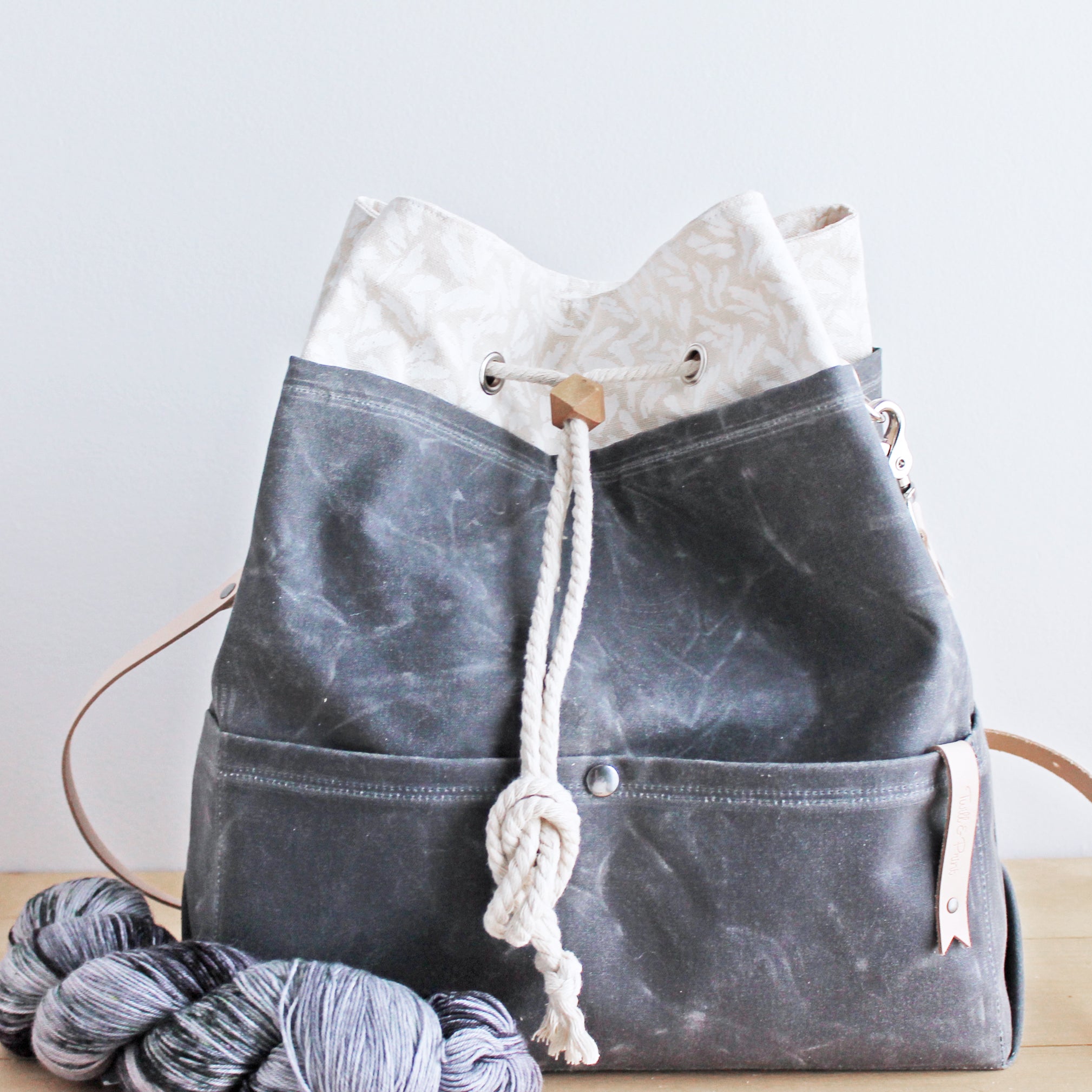 Mamma Bear Convertible Backpack -  Waxed Canvas Drawstring Bag (5 Styles)