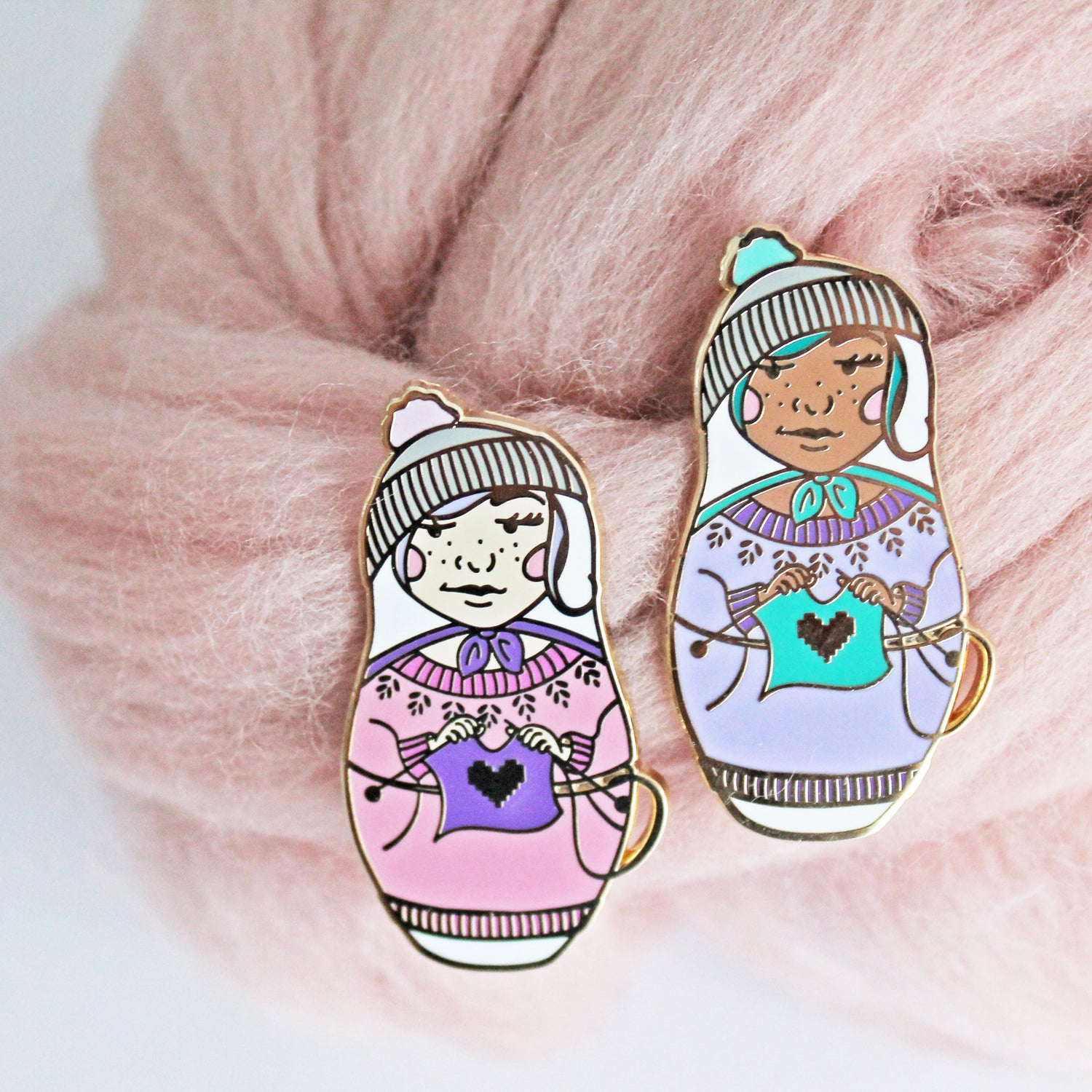 Russian Doll Enamel Pin - Two Skin Tones!